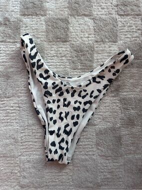 aerie White & Black Leopard Print Bikini Bottom